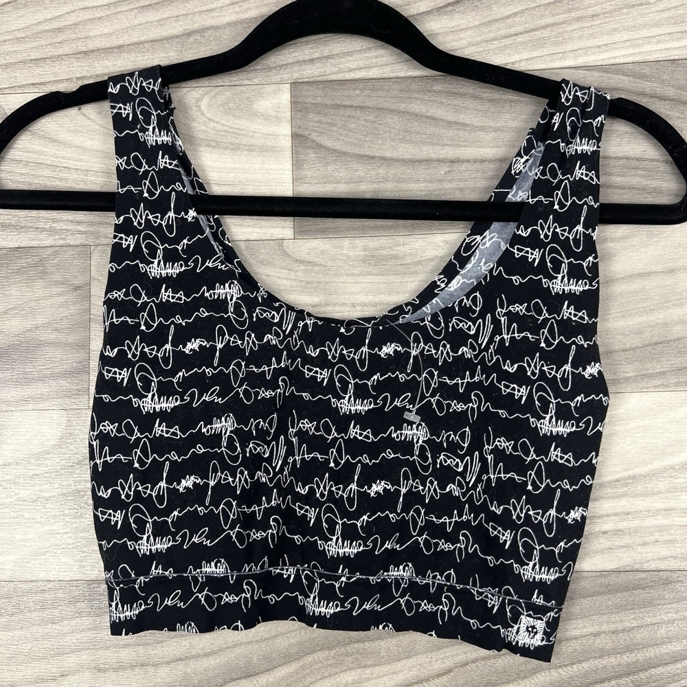Anne Klein Tank Top Bra Womens Medium Black Cami Crop‎ Sexy Workout Y2K Edgyy